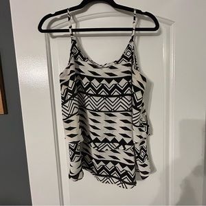 Black and white tiered tank top